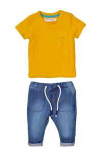 Chlapčenská súprava - tričko a nohavice džínsové, Minoti, Planet 4, žltá - 80/86 , Velikost - 62/68 , Barva - Červeno-modrá
