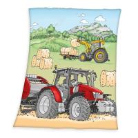 Deka Traktor kreslený , Barva - Barevná , Rozměr textilu - 130x160