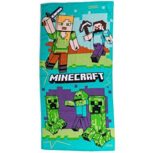 Osuška Minecraft Vzhůru do Boje , Barva - Modro-zelená , Rozměr textilu - 70x140