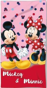 Osuška Micro Mickey a Minnie , Barva - Ružová , Rozměr textilu - 70x140