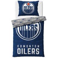 Hokejové povlečení NHL Edmonton Oilers Shields , Barva - Modrá , Rozměr textilu - 140x200