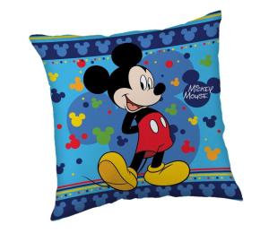 Mikroplyšový polštářek Mickey Blue  Polyester, 40/40 cm , Barva - Modrá , Rozměr textilu - 40x40