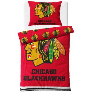 Mikroplyšové povlečení NHL Chicago Blackhawks , Barva - Červená , Rozměr textilu - 140x200