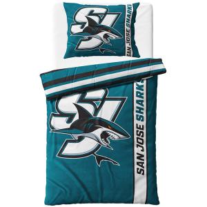 Mikroplyšové povlečení NHL San Jose Sharks Belt , Barva - Zelená , Rozměr textilu - 140x200