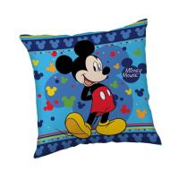 Mikroplyšový polštářek Mickey Blue  Polyester, 40/40 cm , Barva - Modrá , Rozměr textilu - 40x40