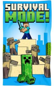 Osuška Minecraft Survival Mode , Barva - Modro-zelená , Rozměr textilu - 70x140