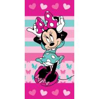 Osuška Minnie hearts , Barva - Tmavo ružová , Rozměr textilu - 70x140