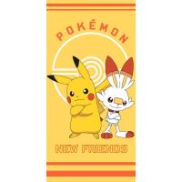 osuška Pokémon Pikachu a Scorbunny , Barva - Žltá , Rozměr textilu - 70x140