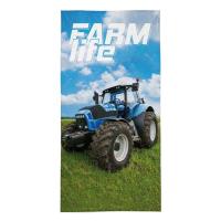 Osuška Traktor blue farm , Barva - Modrá , Rozměr textilu - 70x140