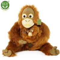 Plyšový orangutan s mláďaťom 28 cm , Barva - Hnedá