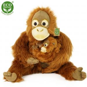 Plyšový orangutan s mláďaťom 28 cm , Barva - Hnedá