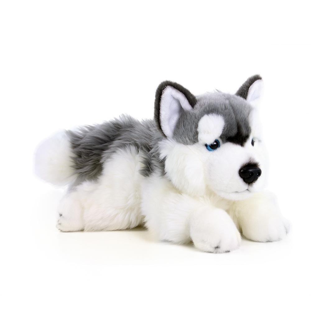 Plyšový pes husky ležiaci 30 cm