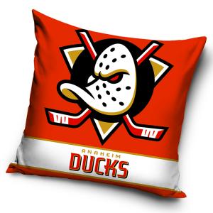 Polštářek NHL Anaheim Ducks Orange Mask , Barva - Červená , Rozměr textilu - 40x40