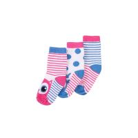 Ponožky sovička 3ks , Velikost - 92/98 , Barva - Modro-růžová