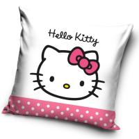 Povlak na polštářek Hello Kitty Růžová Mašlička , Barva - Bílo-růžová , Rozměr textilu - 40x40