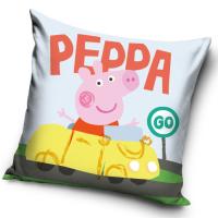 Obliečka na vankúšik Prasiatko Pepina v Aute , Barva - Světlo modrá , Rozměr textilu - 40x40