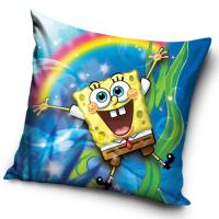 Obliečka na vankúšik Sponge Bob a Dúha , Barva - Modrá , Rozměr textilu - 40x40