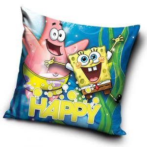 Obliečka na vankúšik Sponge Bob a Patrik , Barva - Modro-žltá , Rozměr textilu - 40x40