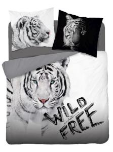 obliečky Biely Tiger Wild Free Francúzske , Barva - Bílo-šedá , Rozměr textilu - 200x220