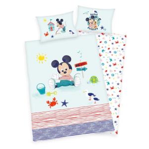 Obliečky do postieľky Mickey baby Bio flanel , Barva - Biela , Rozměr textilu - 100x135