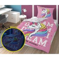Obliečky Jednorožec Dream svietiace , Barva - Ružová , Rozměr textilu - 140x200