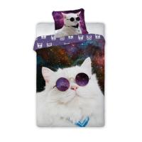 Obliečky Mačka vo vesmíre , Barva - Fialová , Rozměr textilu - 140x200
