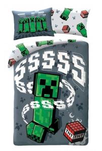 Obliečky Minecraft Creeper , Barva - Šedá , Rozměr textilu - 140x200