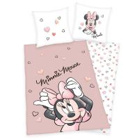 Obliečky Minnie srdce , Barva - Bílo-růžová , Rozměr textilu - 140x200