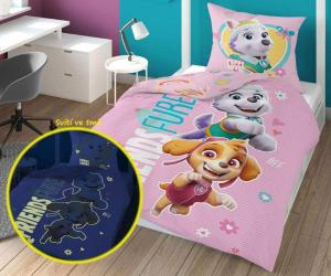 Povlečení Paw Patrol puppy svítící , Barva - Svetlo ružová , Rozměr textilu - 140x200