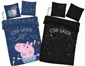 Povlečení Peppa pig ve tmě svítící , Barva - Tmavo modrá , Rozměr textilu - 100x135