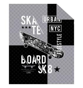 Prikrývka na posteľ Skateboard , Barva - Černo-šedá , Rozměr textilu - 170x210