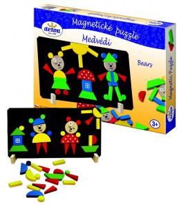 Puzzle magnetické - Medvede , Barva - Barevná