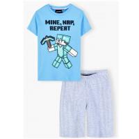 Pyžam Minecraft , Velikost - 134 , Barva - Modro-šedá