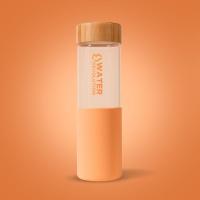 Sklenená fľaša na pitie v silikónovom obale , Velikost lahve - 660 ml , Barva - Oranžová