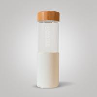 Sklenená fľaša na pitie v silikónovom obale , Velikost lahve - 660 ml , Barva - Biela